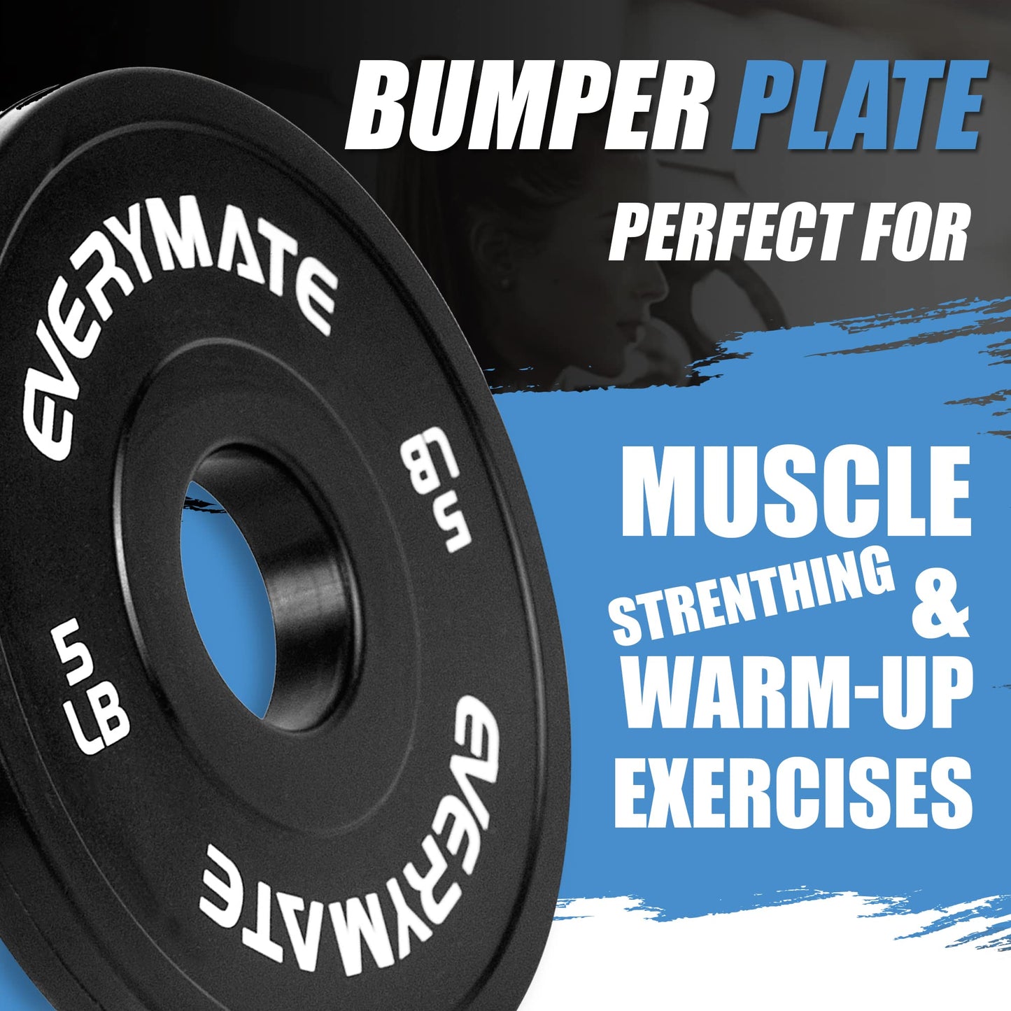 EVERYMATE Black Change Weight Plates 5LB Set Fractional Plate Olympic Bumper Plates for Cross Training Bumper Weight Plates
