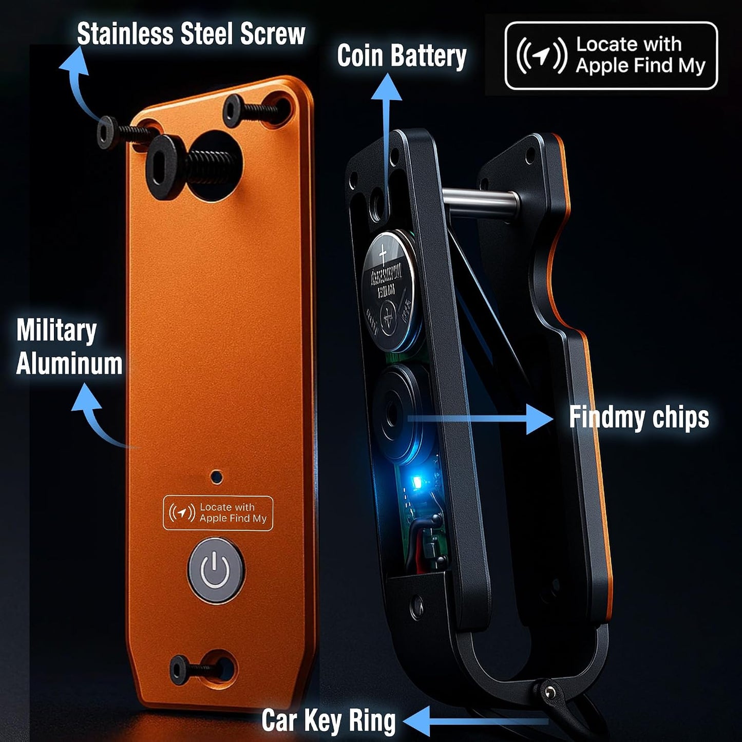 Richboyz Lightweight Aluminum GPS Tracker Key Holder - Air Keychain for Outdoor Lovers