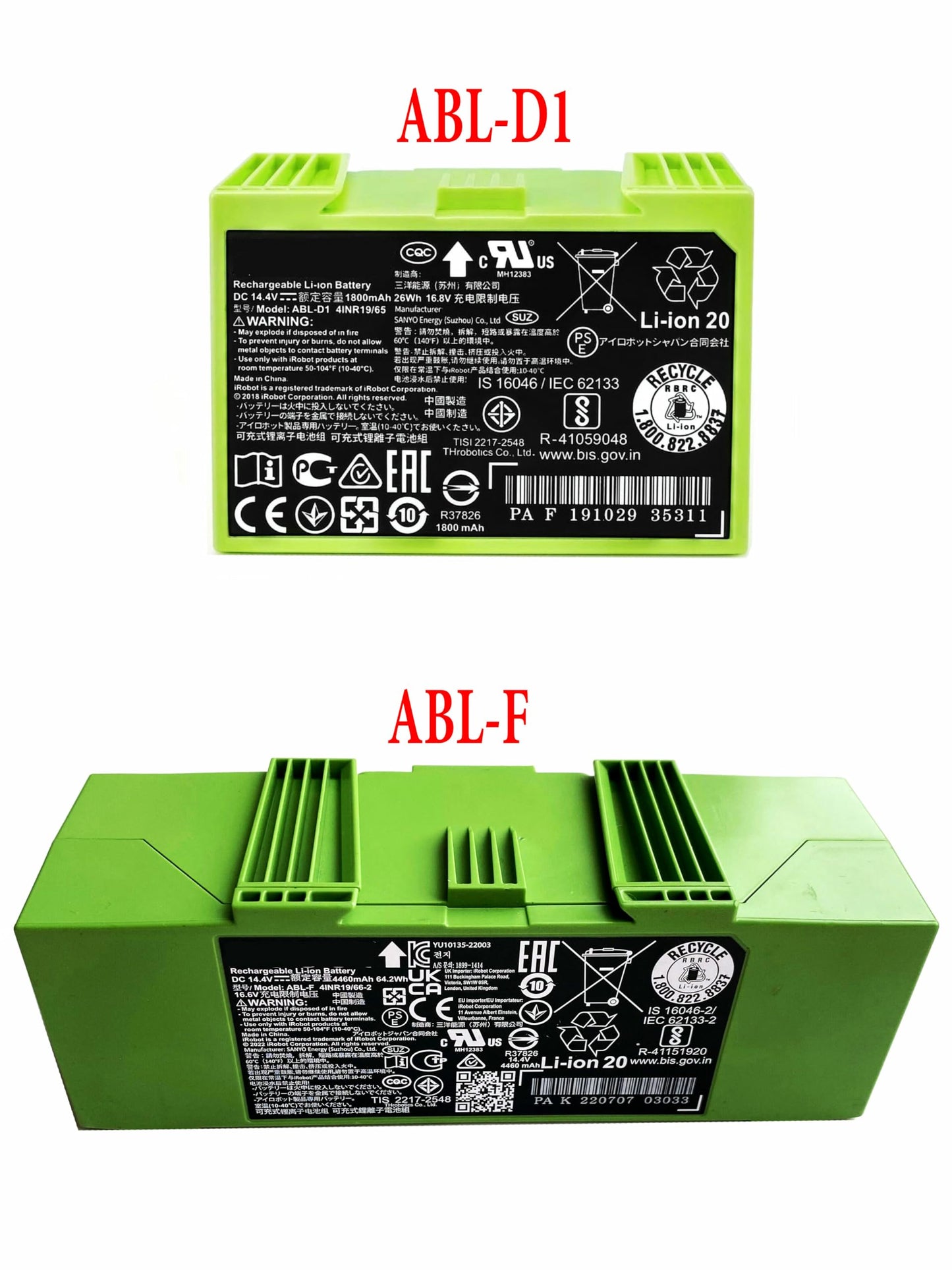 （High Capacity 64.2Wh） ABL-F ABL-D1 ABL-D2 Cleaner Battery for iRobot for Roomba e and i Series i7+ i7 7150 7550 i7550 i7558 i8 i8+ i4 i4+ i3 i3+ e5 5150 e6 e6198 for Roomba i755020 i7558 J7 J7+