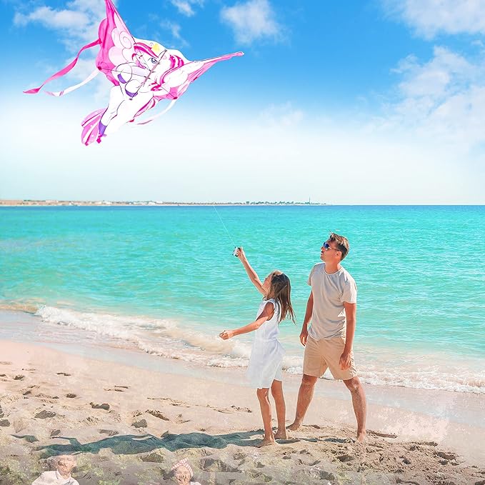 JOYIN 43.3'' Giant Unicorn Kite Easy to Fly for Kids and Adults with 262.5 ft String, Large Beach Kite for Outdoor Games and Activities