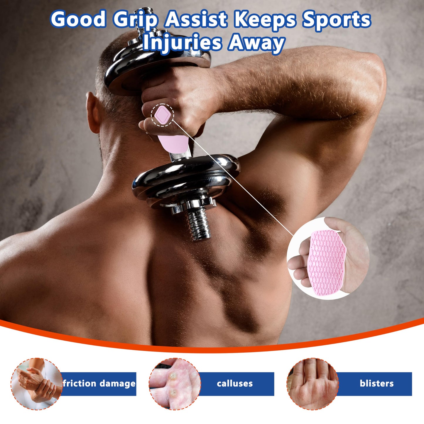 Epritliber Large Silicone Workout Grips Kit with Gym Towel &Storage Case,Weight Lifting Gloves Alternative,Gym Grips Gloves Gifts for Men Women,Gym Hand Palm Protection Pads for Dumbbell,Barbell,Rypt