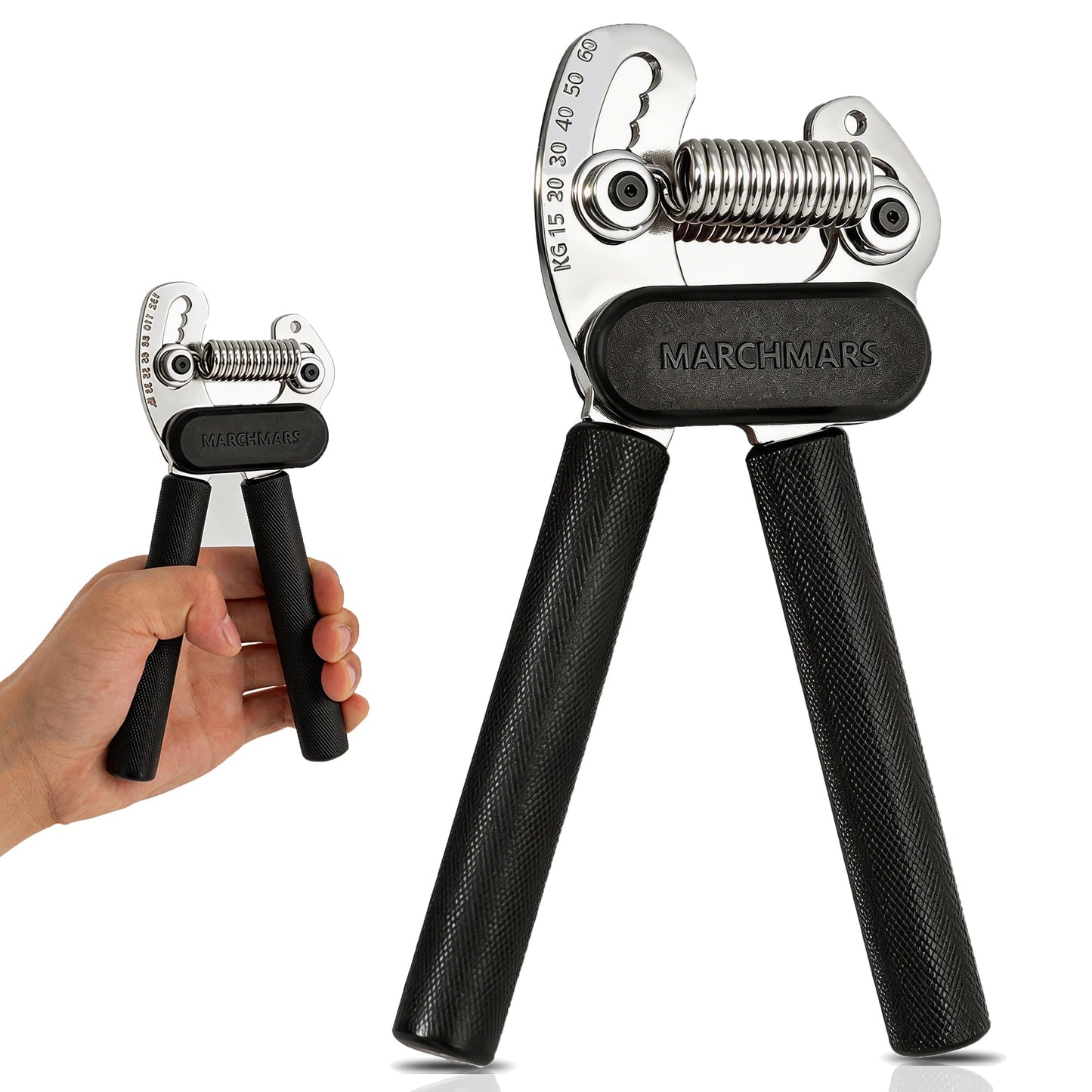MARCHMARS All-Metal Dual Spring Grip Strength Trainer, Forearm Strengthener, Hand Gripper Strengthener Adjustable Resistance(33-132Lbs) - Ideal for Grip Strength, Muscle Building, Recovery