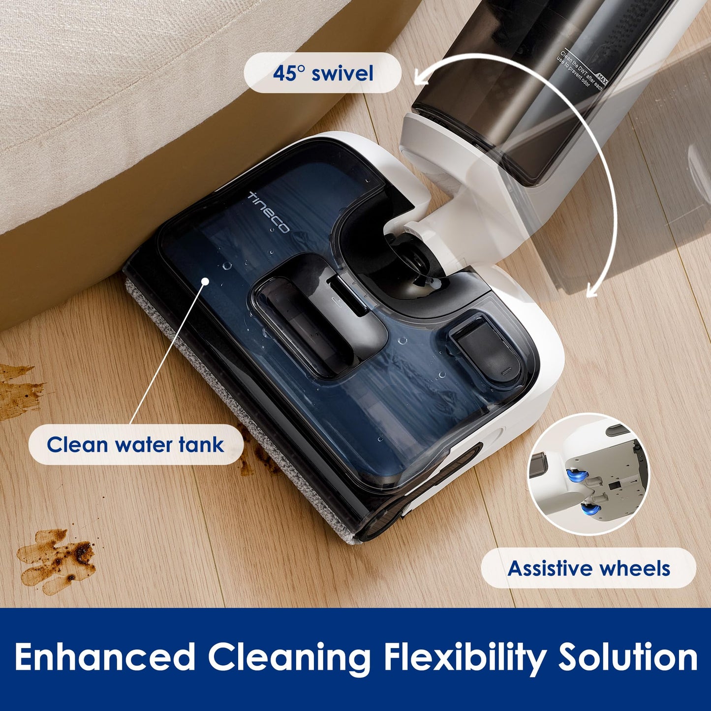 Tineco Floor ONE Stretch S6 Cordless Wet Dry Vacuum Cleaner, 180°Lay-Flat Smart Vacuum Mop&Floor Cleaning Solution 33.8 OZ