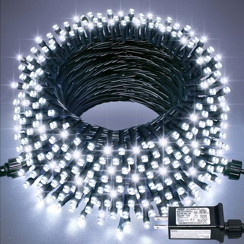 JMEXSUSS 200 LED White Christmas Lights - 66ft Waterproof Twinkle String Lights for Indoor/Outdoor Use | 8 Modes, Green Wire