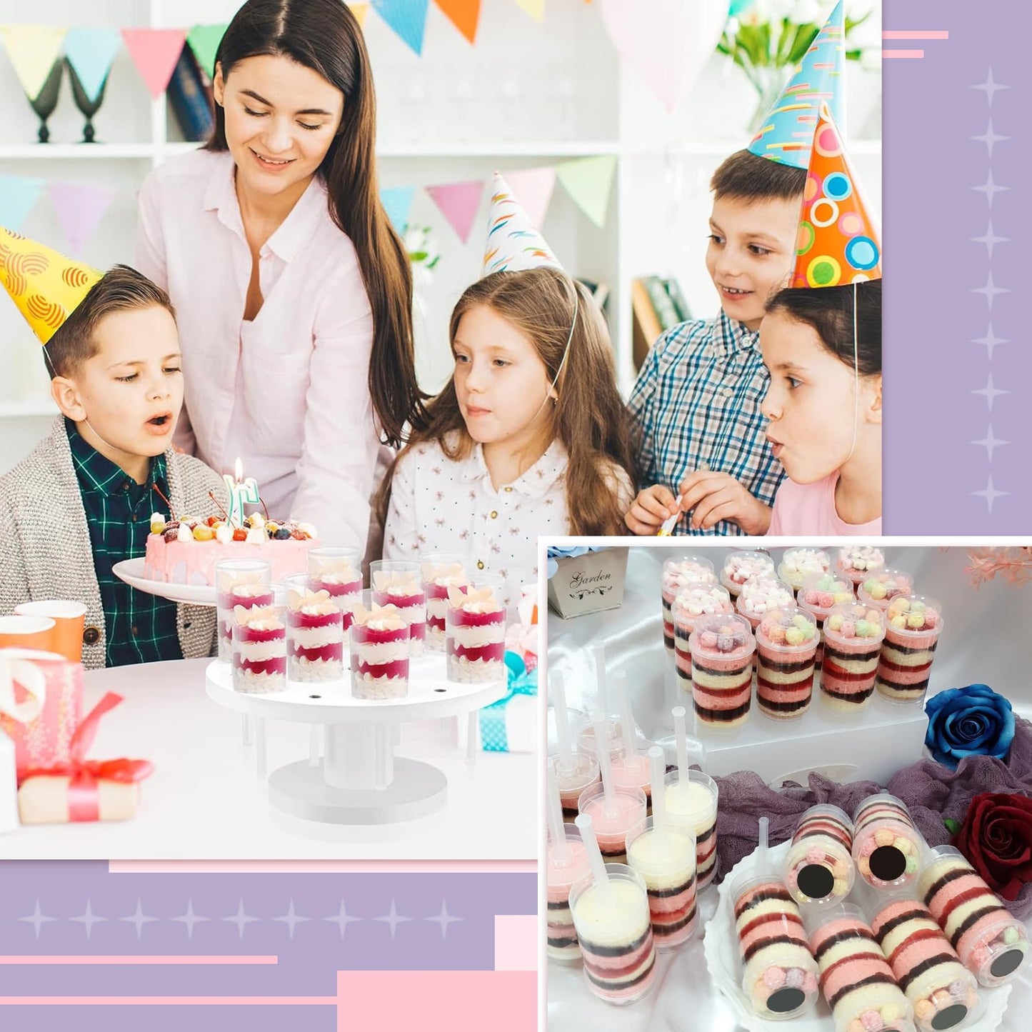 EKIND Round Shape Clear Push-Up Cake Pop Shooter Plastic Containers with Lids, Base & Sticks, Pack of 40