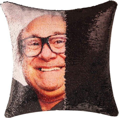 Danny Devito Sequin Throw Pillow Cover - Magic Reversible Design | 16x16 Inches Decorative Cushion