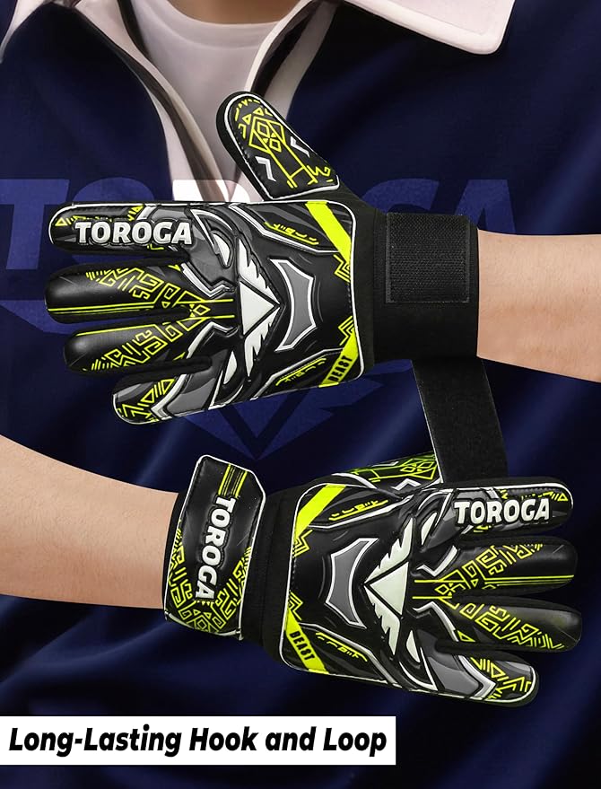 Goalkeeper Gloves for Kids & Youth – Soccer Goalie Gloves, Strong Latex Grip, Double Wrist Support & Breathable Mesh – Boys Football Gloves