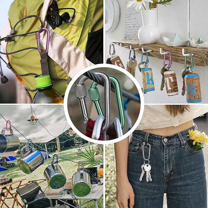 Carabiner, 2 inch D-Ring Locking Carabiner Clip, Snap Hook Sport Accessories for Outdoor Camping Hiking