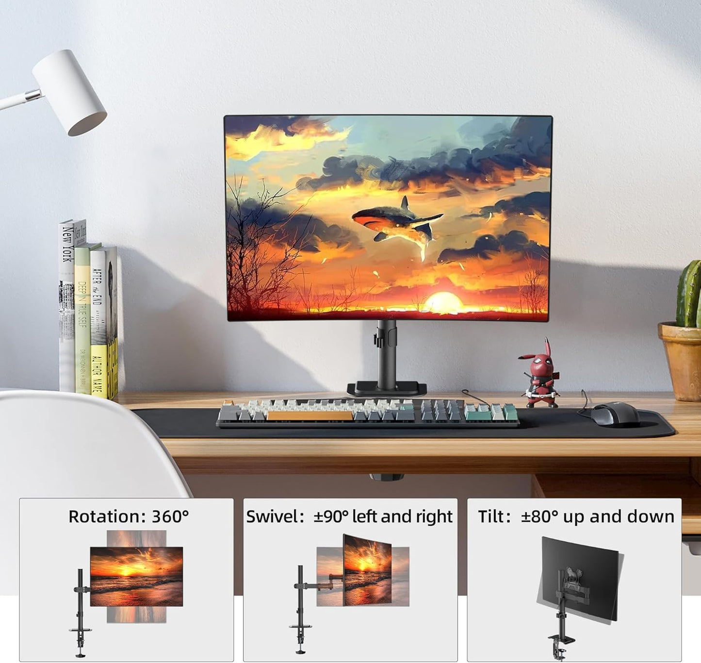 Bracwiser 13-32 inch 22lbs 13 15 17 19 20 22 23 24 26 27 30 32 inch 75 100 (MD7421) Monitor Mount Single Fully