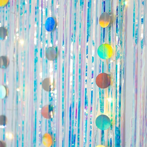 GREATRIL Iridescent Tinsel Streamers - Round-Shaped Garland for Festive Decor