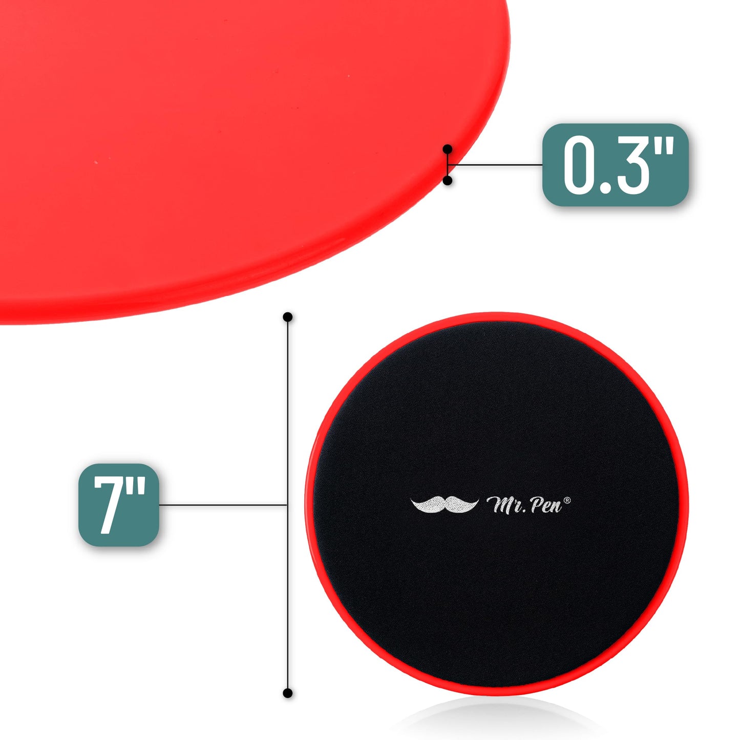 Mr. Pen- Core Exercise Sliders, Red, Dual Sided Fitness Slider Discs