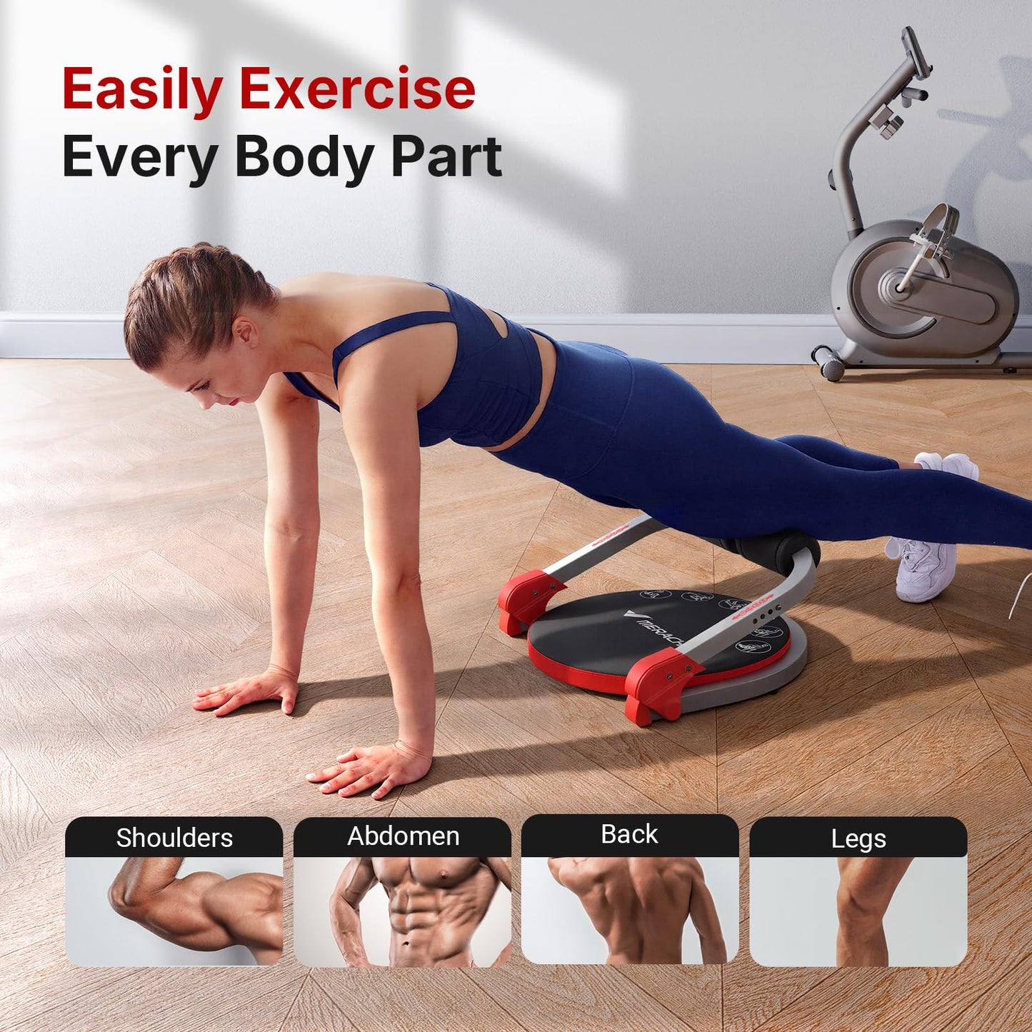 MERACH Ab Machine, Sit Up Exercise Equipment with 3 Adjustable Resistance Levels, Automatic Rebound Ab Crunch Machine for Core Workout, Ab Workout Equipment for Stomach