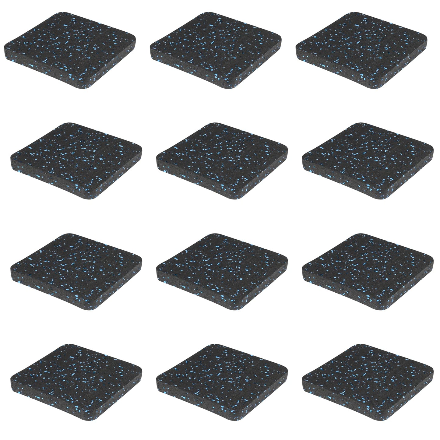 BestXD Treadmill Mat Pads - 12 PCS Bulk Pack High Density Rubber Squares for Multiple Exercise Equipment - Anti-Vibration Noise Dampening Pads for Rower, Stationary Bike, Weight Bench