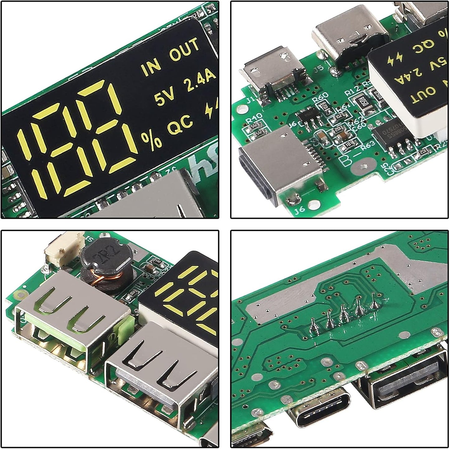 UMLIFE 4pcs 18650 5V 2.4A 186 50 Charging Board Dual USB Mobile Power Bank Module Lithium Battery Charger Board