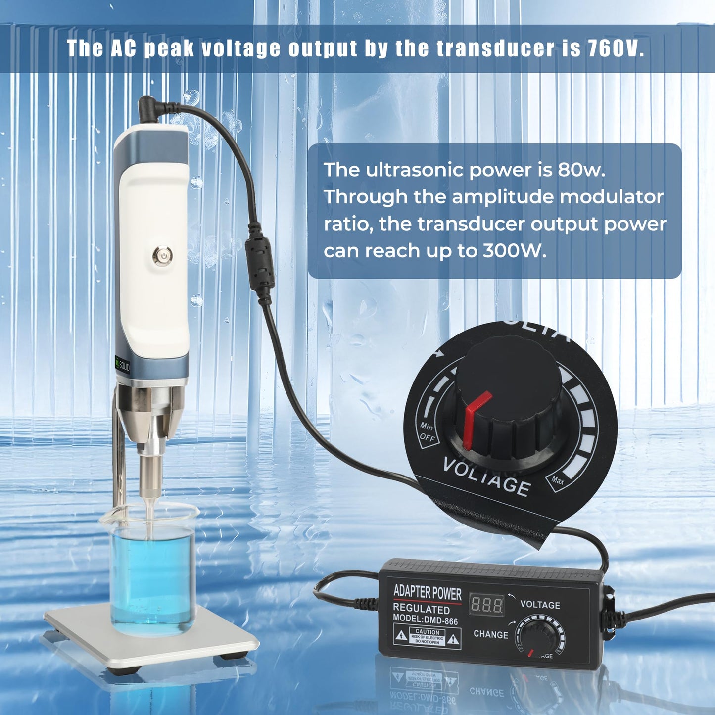 U.S. Solid Handheld Ultrasonic Homogenizer Lab Sonicator Processor Emulsifier Cell Disruptor Mixer with Bracket Carrying Case 100~230V (8mm 0.1~300ml)