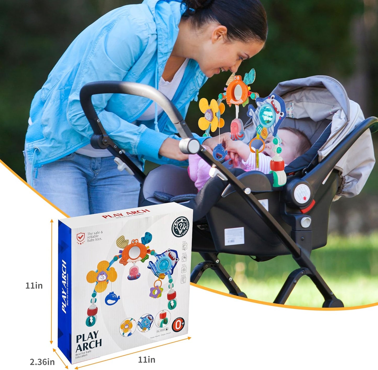 Skiennix Baby Stroller Arch Toy - Adjustable Sensory Activity Toy for Infants | Fits Strollers, Cribs & Car Seats