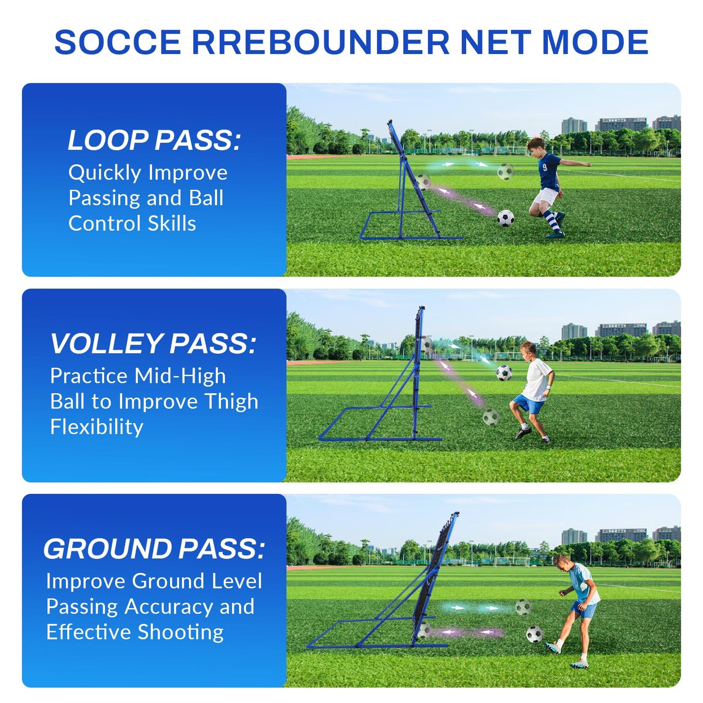 Soccer Goal 3-in-1, Tear-Resistant Target/Rebound Net, Precision & Corner Kick Training for Kids Teenagers Ball Control 6x4FT