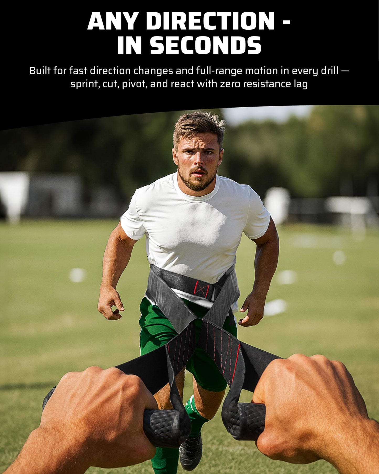 THEFITGUY Coach Speed Training Belt - Non-Elastic Partner Pulling Handles for Multidirectional Overspeed and Sprint Resistance, Ideal for Football, Soccer & Track