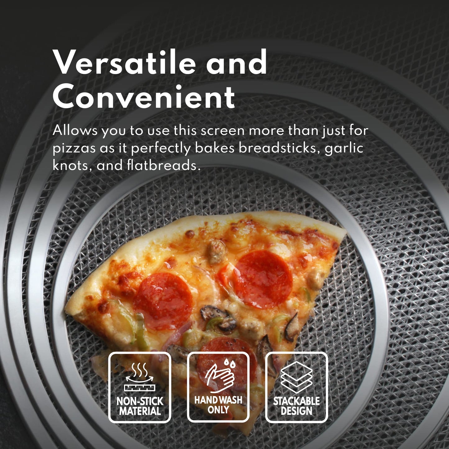 New Star Foodservice Restaurant-Grade Seamless Aluminum Pizza Baking Screen, 16 Inch