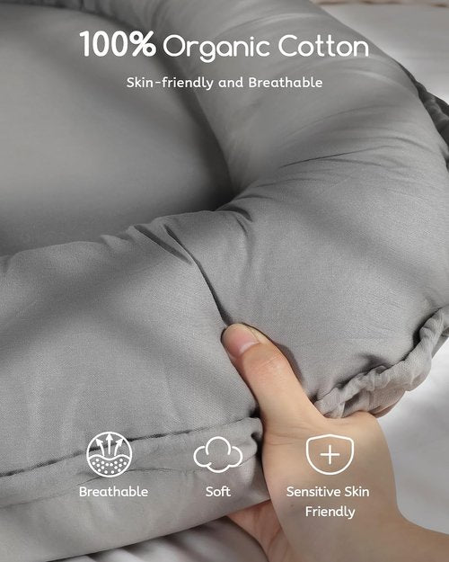 Baby Lounger - Pure Cotton Infant Lounger for Newborns 0-24 Months | Breathable & Portable Baby Nest