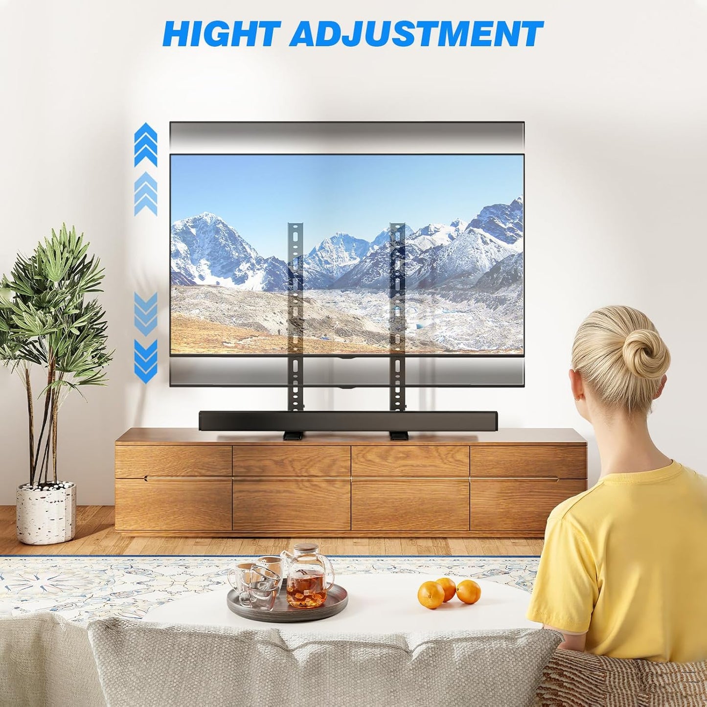 Rfiver 20-70 inch 110 lbs, 800x600mm, Universal TV Stand for Flat Curved TVs, Height Adjustable Table Top TV Stand, TV