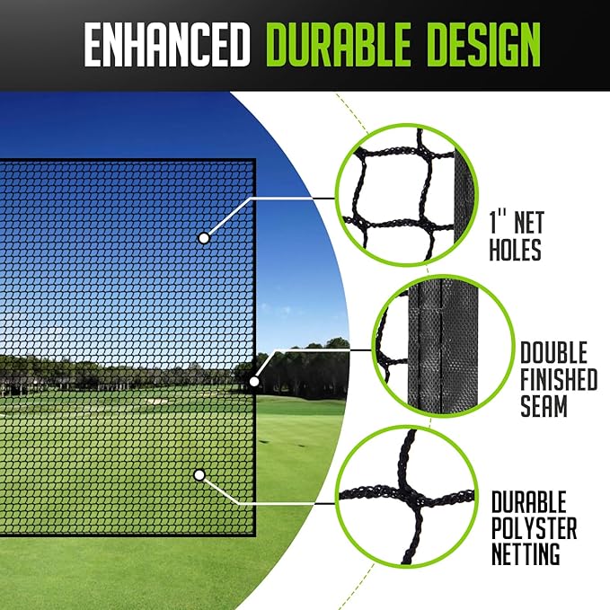 Golf Net, 10x20ft Golf Practice Net with Carry Bag, Double Finished Seam, Durable and Portable, Hitting Net for Backyard, Multiple Sports Net Barrier Net Indoor Outdoor Use