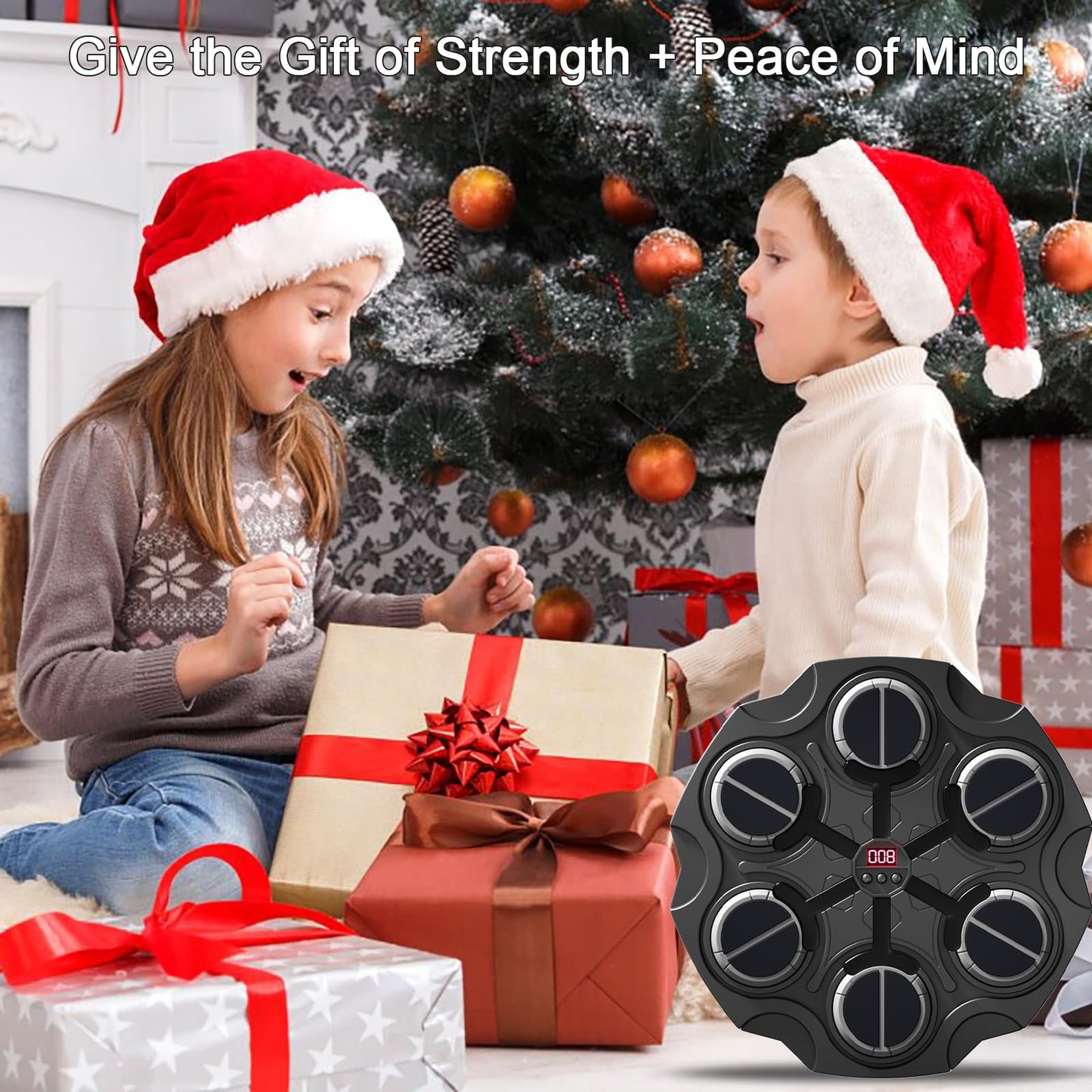 TEOTSIU Music Boxing Machine for Adults,Wall Mounted Smart Scoring Punching Bag Target with Boxing Gloves,Training Pad with Music,Cool Lights,3-Speed Adjustment,Fitness Equipments&Sprots Toy Gift