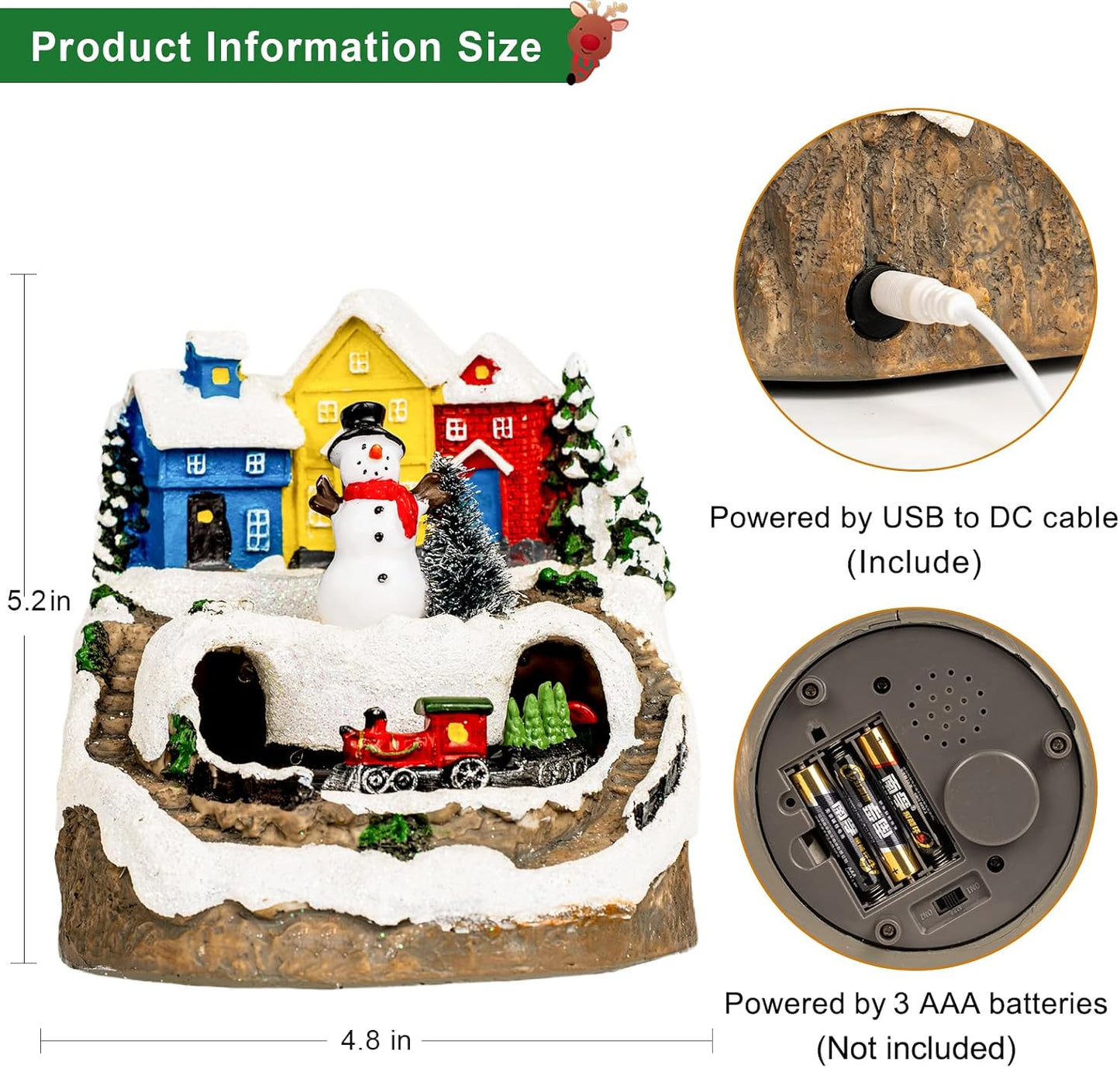 ZQQLITE Animated Musical Christmas Snowman Village - Lighted Figurines with Rotating Train for Festive Home Decor