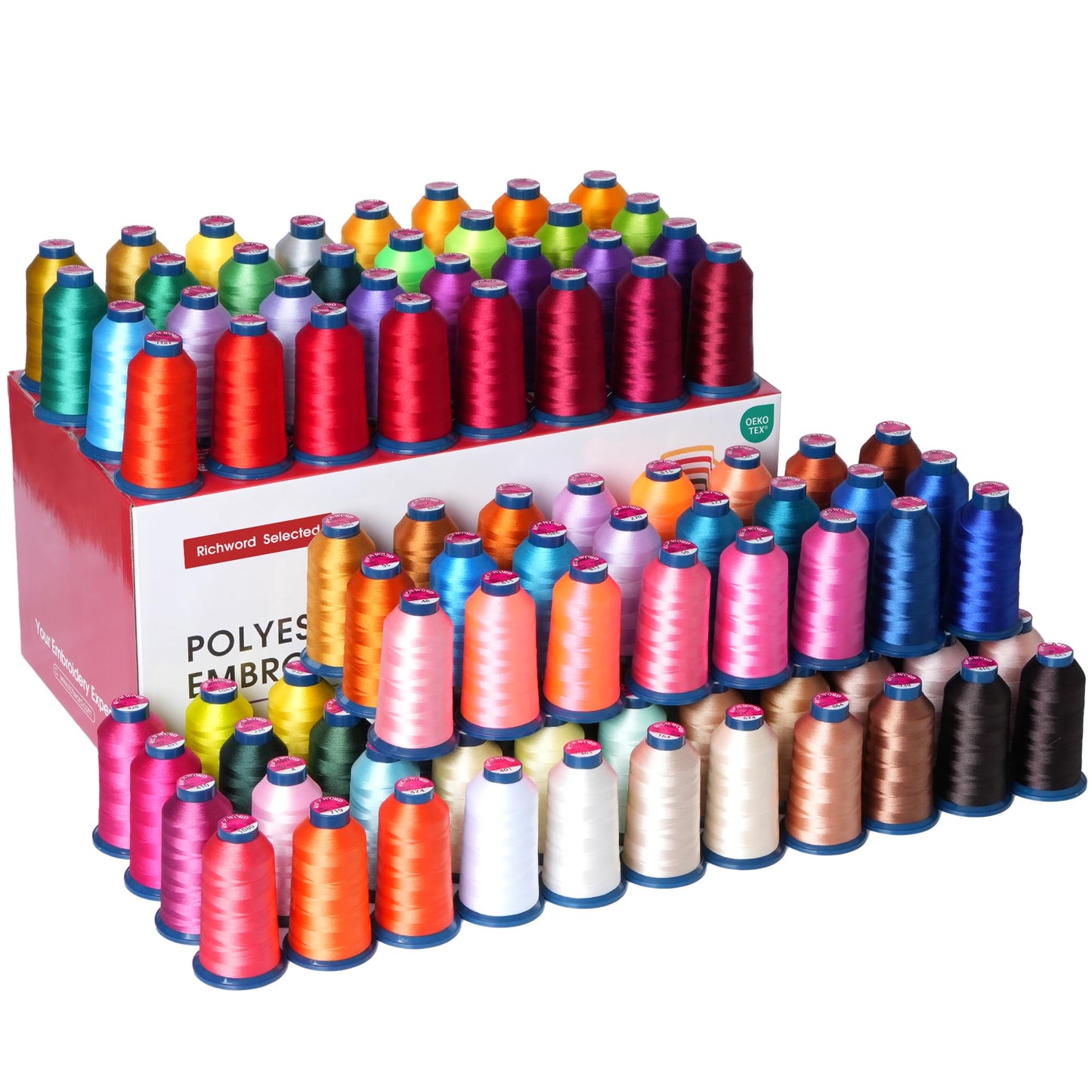 Magsnap Prewound Bobbins, Style L (SA155), 144pcs White+Embroidery Machine Thread 100 Colors 40WT (108D/2) Polyester Thread Kit