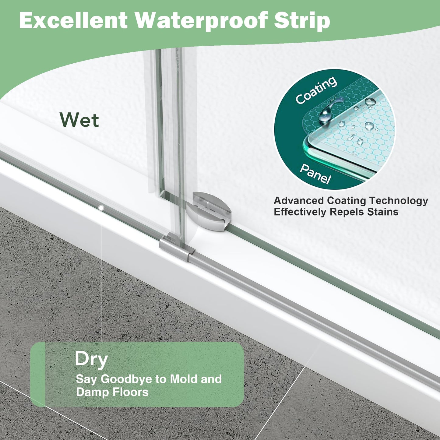 KPUY Frameless Shower Door, 55-60" W x 76" H Sliding Glass Shower Door, 1/4" (6mm) Thick Tempered Clear Glass with Explosion-Proof Film Nano Coating, Brushed Nickle