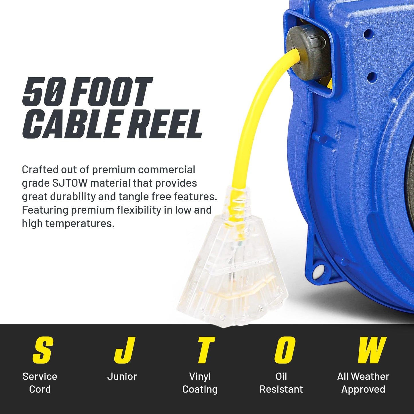 Goodyear Extension Cord Reels (12AWG x 40 FT (SJTOW Cable) w/LED Light-Up Tap)