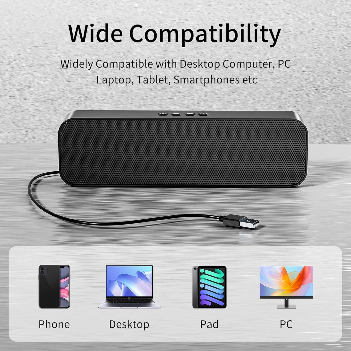 KASOHQEE 3.5mm USB Computer Speakers,Pc Speakers for Desktop,Stereo Sound & Rich Bass,with Aux-in,Bluetooth,TF Card