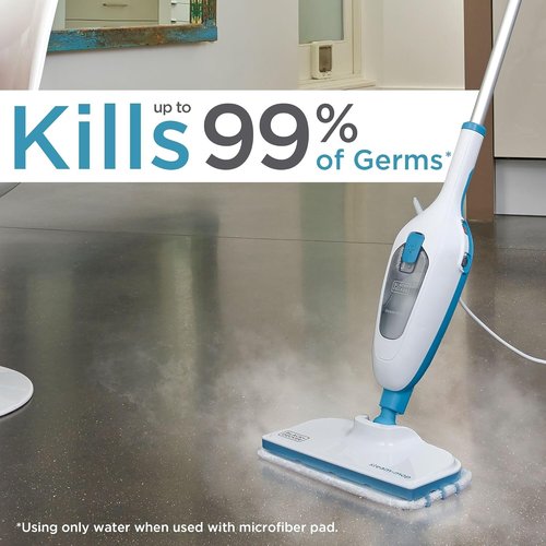 BLACK+DECKER Steam Mop - Powerful Cleaning with Easy Maneuverability - White Finish