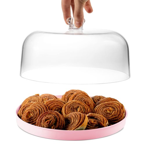 Godinger Cake Stand, Cake Plate Server with Dome, Metal Serving Tray and Shaterproof Acrylic Lid