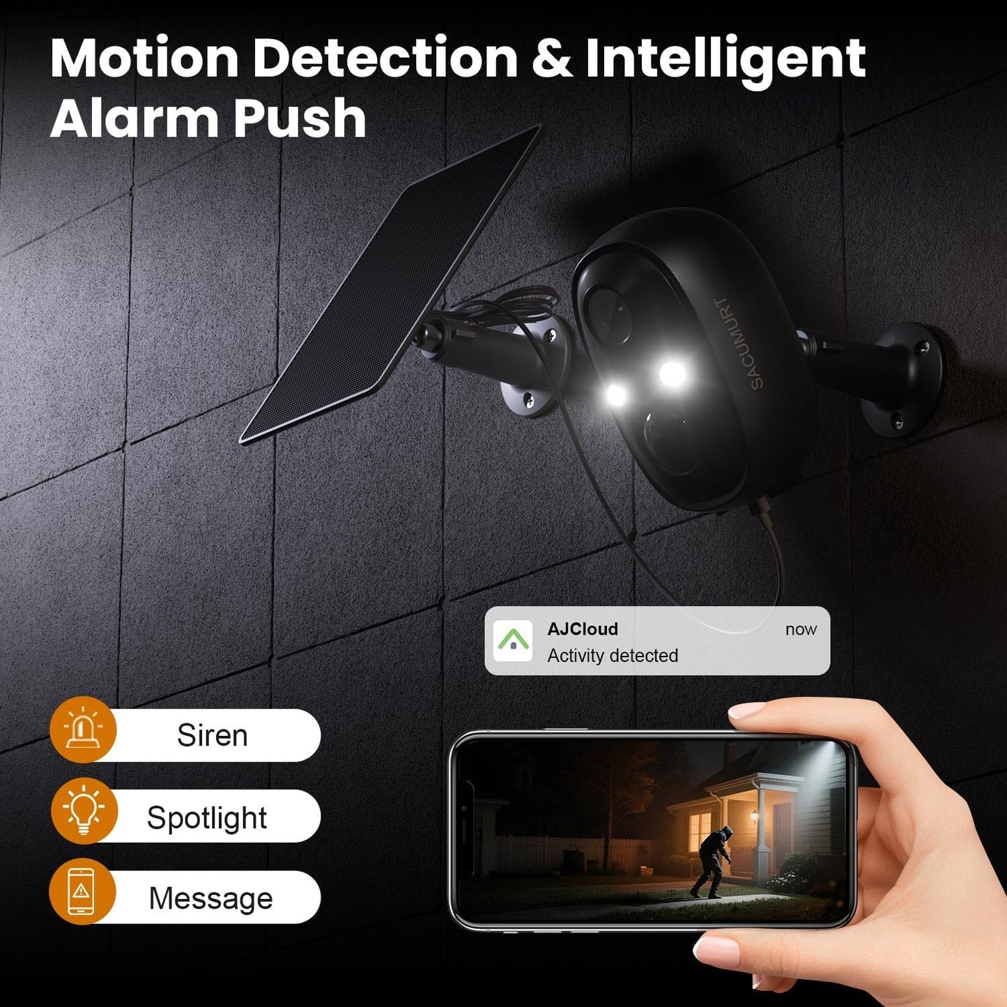 SACUMURT 2.4GHz 2K Security Cameras Wireless Outdoor, WiFi Camera Outdoor Wireless, Cameras for Home Security