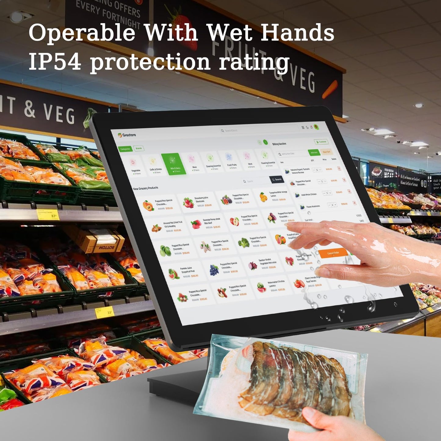 NewHail 17 inch POS Touch Screen Monitor, Full HD 1280 x 1024 Capacitive Touchscreen with HDMI/VGA Input, Heavy-Duty Metal Stand, for Retail, Restaurant, Bar, Gym, Warehouse and POS System