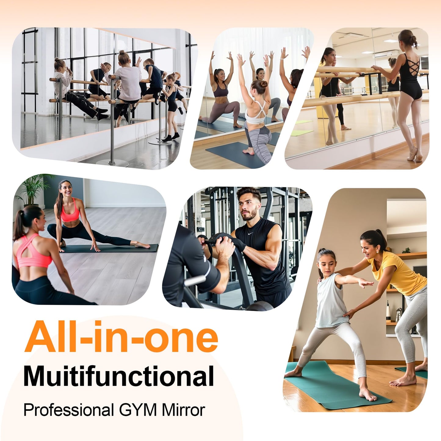 Hasipu Home Gym Workout Mirror 83" L x 39" W-1pcs Large Full Length Mounted Full Body Frameless Mirror for Workout, Yoga, Garage, Bedroom, Dance