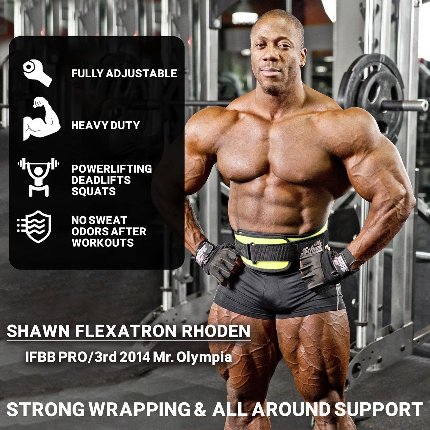 Schiek Sports 2006 Nylon 6 Inches Weight Lifting Belt - Support Belt for Power Lifting - Long Lasting - Neon Yellow