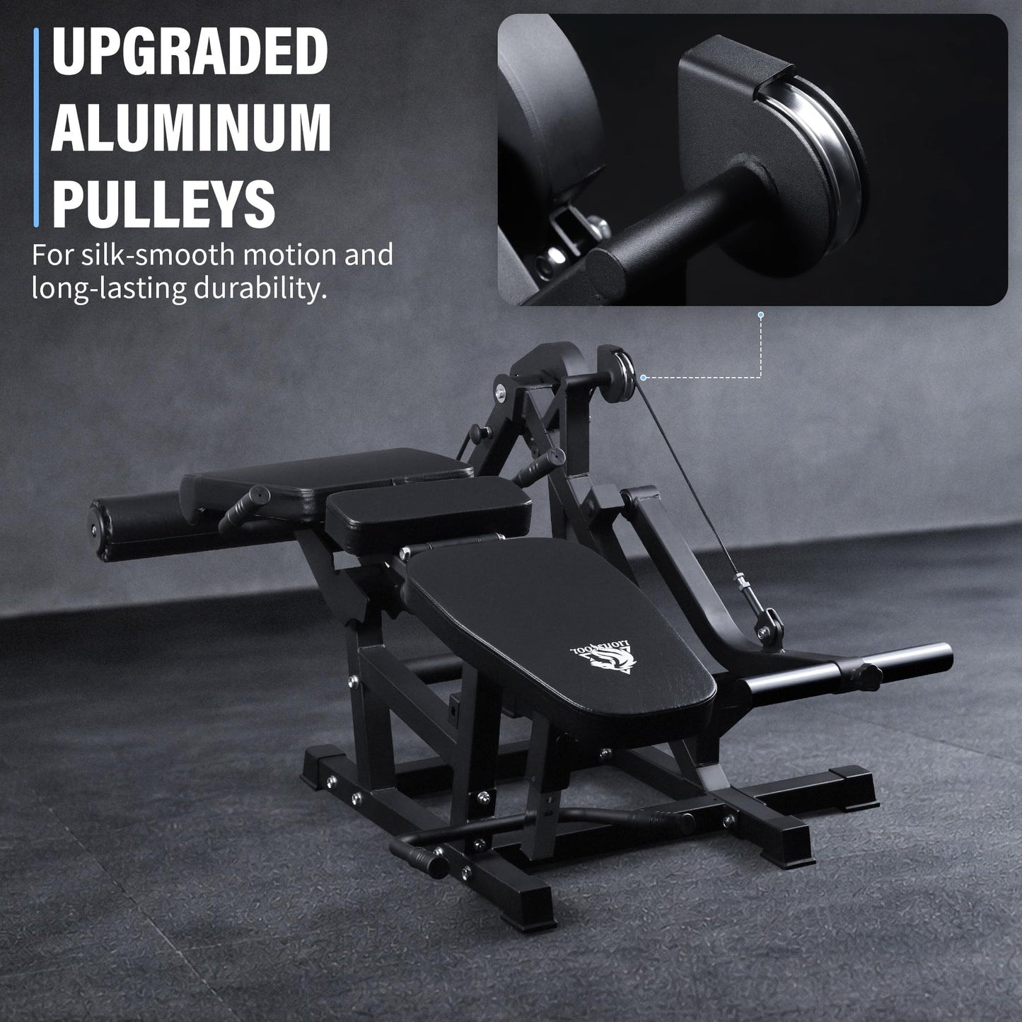LIONSCOOL Leg Extension and Curl Machine V4.0, 800lbs Capacity Adjustable Seated Leg Extension, Lying Leg Curl Bench, Cable Operated 2” Plate Loadable Lower Body Exercise Equipment for Home Gym
