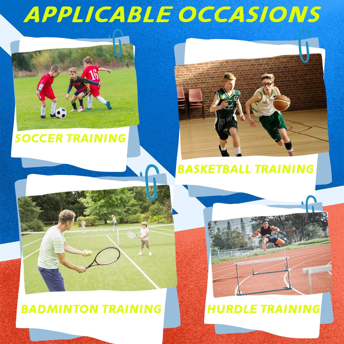 3PC Adjustable Hurdles with 3 Carring Bags, Detachable Agility Training Equipment with Scale, Football Practice Hurdle, Indoor & Outdoor Jumping Speed Hurdles for Athletes, Soccer, Basketball