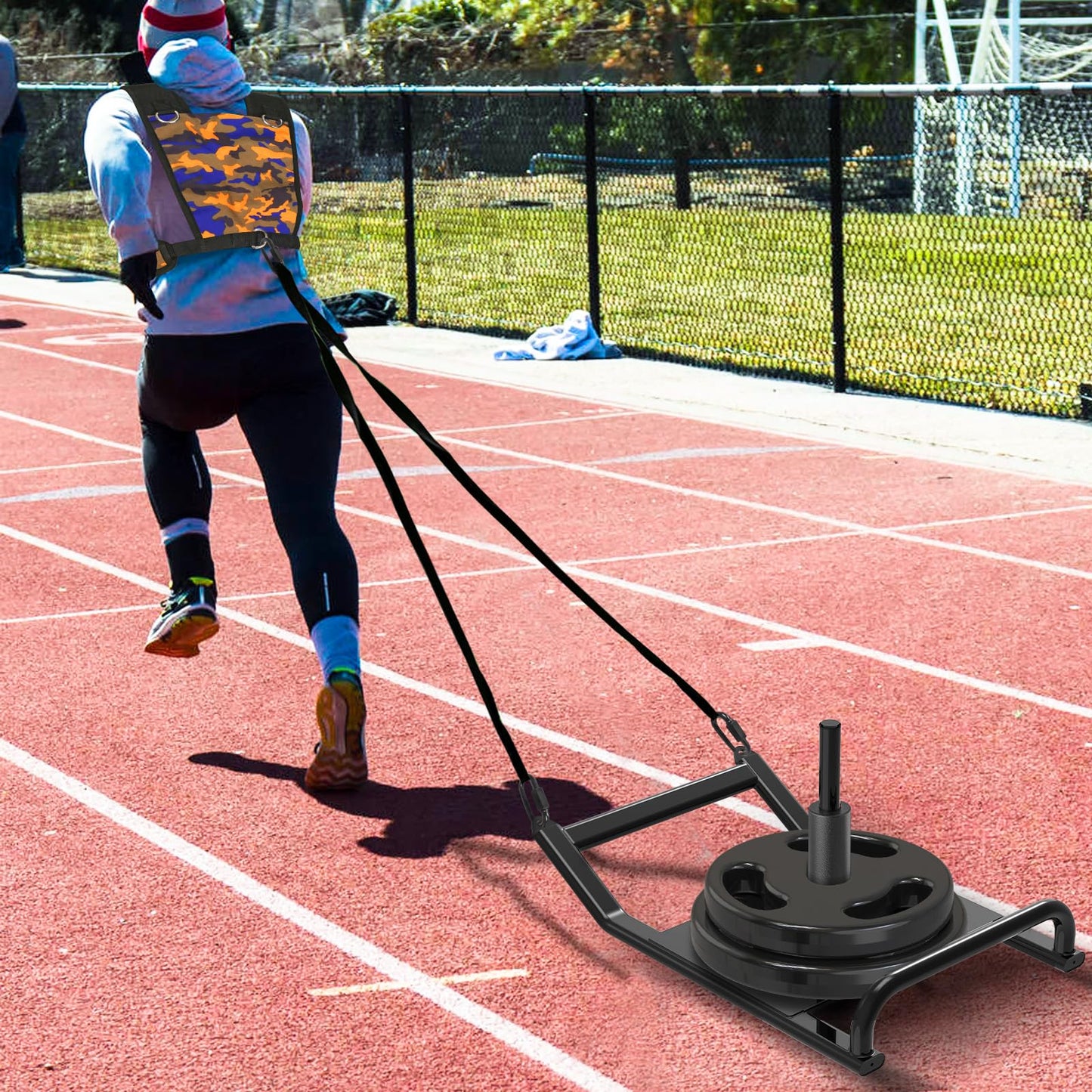 Dolibest Sled Harness for Fitness Resistance, Works with Tire, Sled and Parachute -Adjust Padded Shoulder Strap, Durable and Comfortable, Perfect for Running, Football Speed and Strength Training