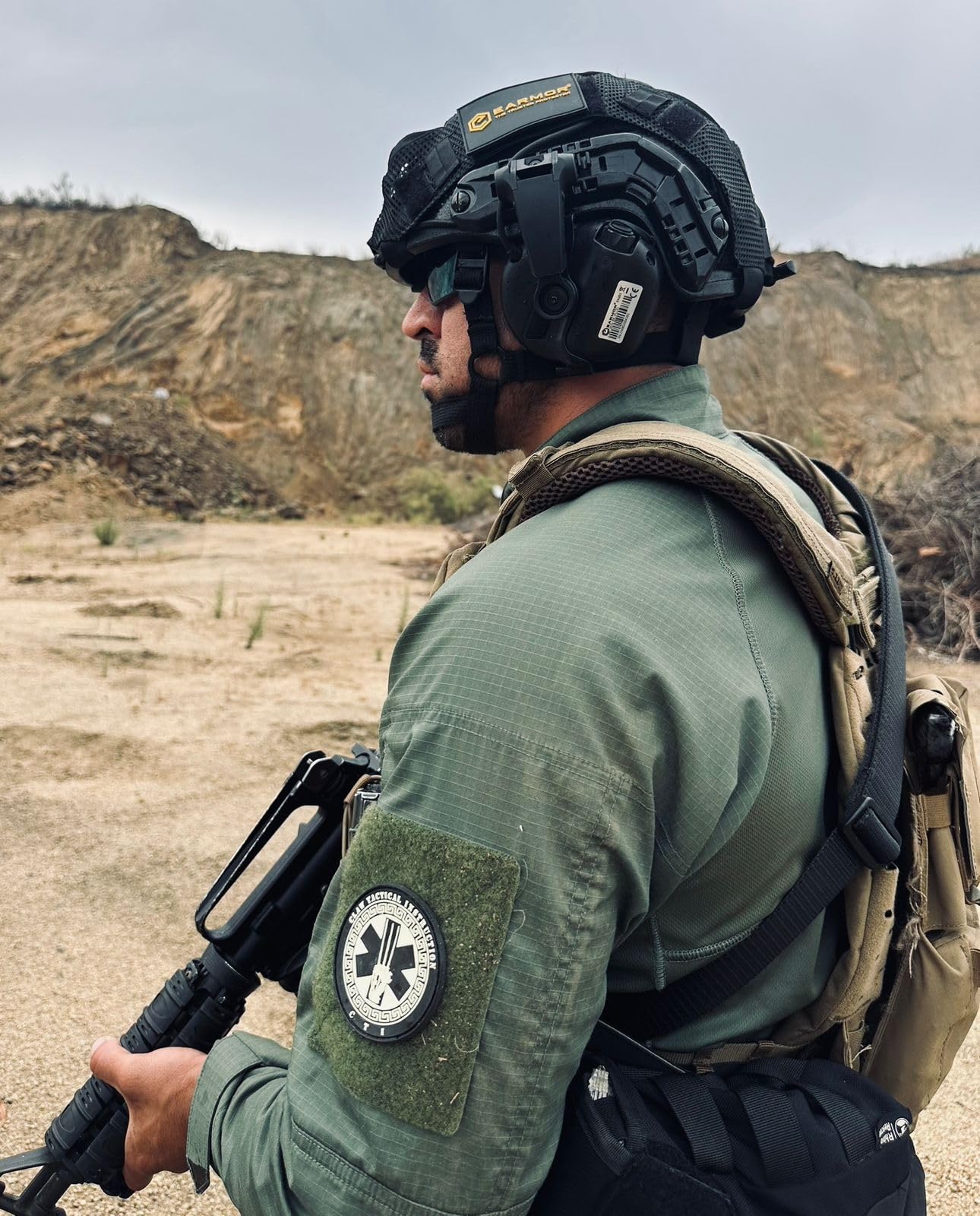 OPSMEN Upgrade EARMOR M32X PLUS Military Headset with MIC, Nato TP120 & U-174 Connector and ARC Rail Helmet Adapters, Ear Muffs for Noise Reduction with 5X Sound Amplification