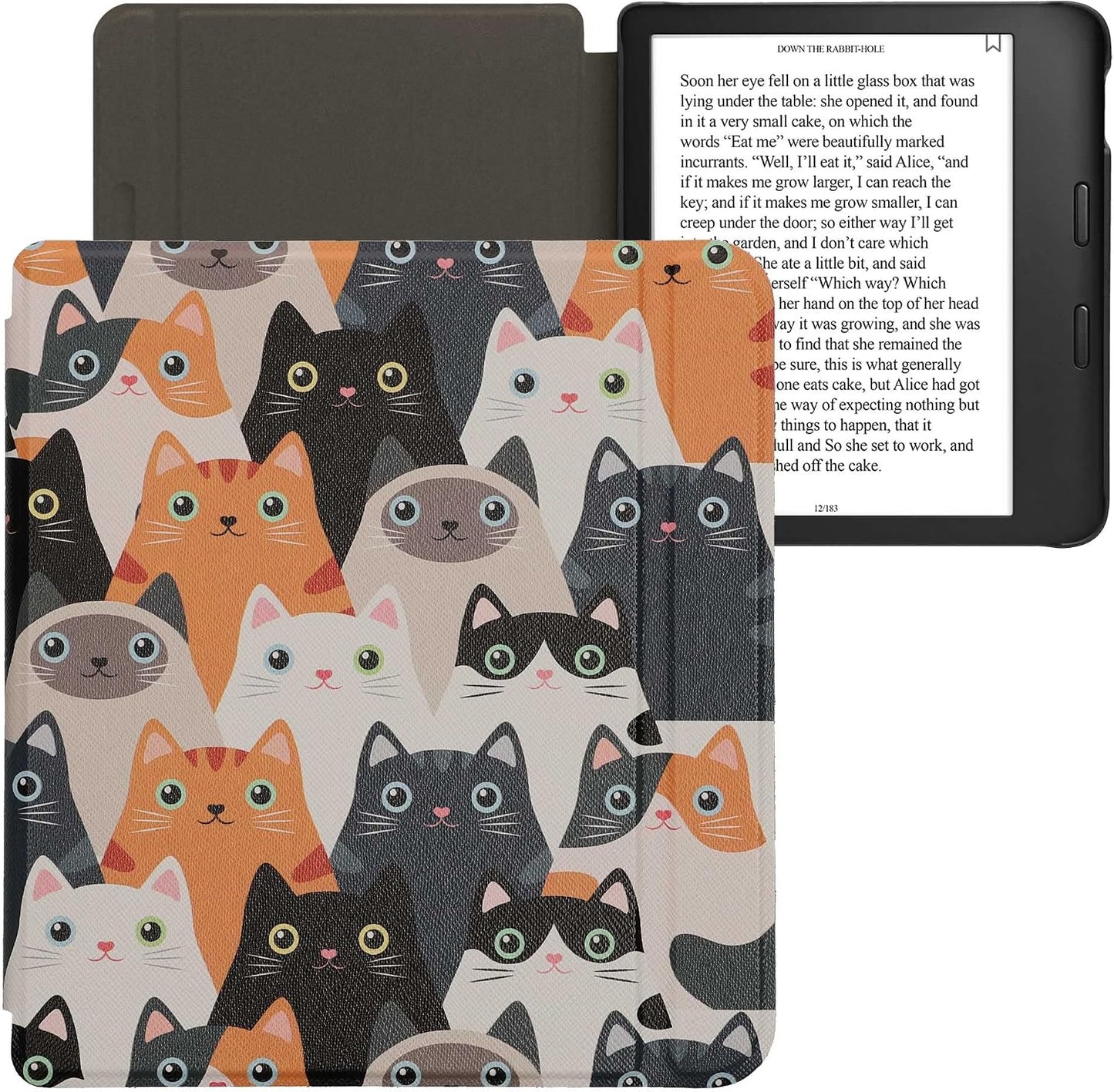 kwmobile 2 Case Compatible with Kobo Libra Case - eReader Cover - Cats Orange/Black/White