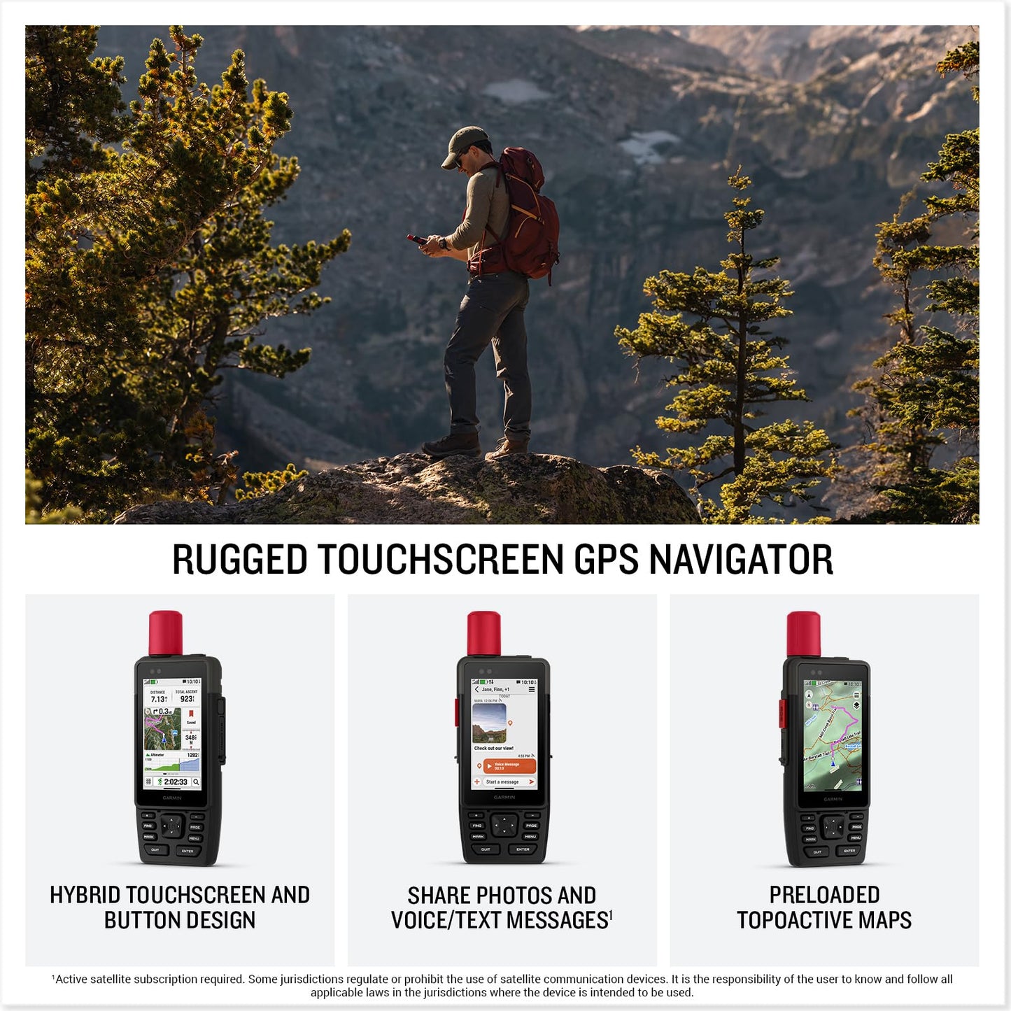 Garmin® GPSMAP® H1i Plus, Premium GPS Handheld Navigator with inReach® Plus Technology to Share Texts, Photos, Voice Memos and SOS Off-Grid, Touchscreen and Buttons, Long Battery Life, Preloaded Maps