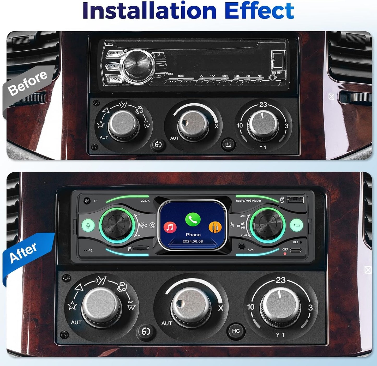 Missee MP3/USB/SD/AUX Single DIN Car Stereo with Touchscreen, Bluetooth Audio, Car Radio Receiver, Dual Input, Fast