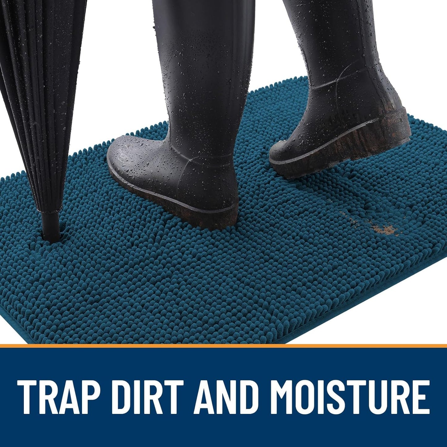 OLANLY Dog Door Mat - Absorbent Non-Slip Washable Doormat for Muddy Paws | 47x24 Atlantic Blue