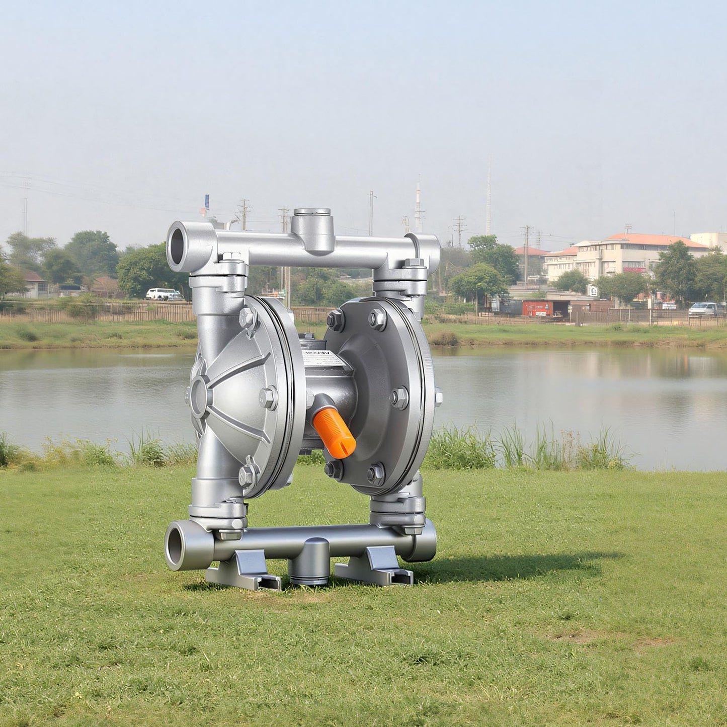 VEVOR Air Operated Double Diaphragm Pump, 6.6 GPM, 3/8 inch Inlet & Outlet Pneumatic Waste Oil Transfer Pump, Max 100 PSI, Aluminum Alloy Body, Air-Operated for Diesel, Grease, Kerosene, Gasoline