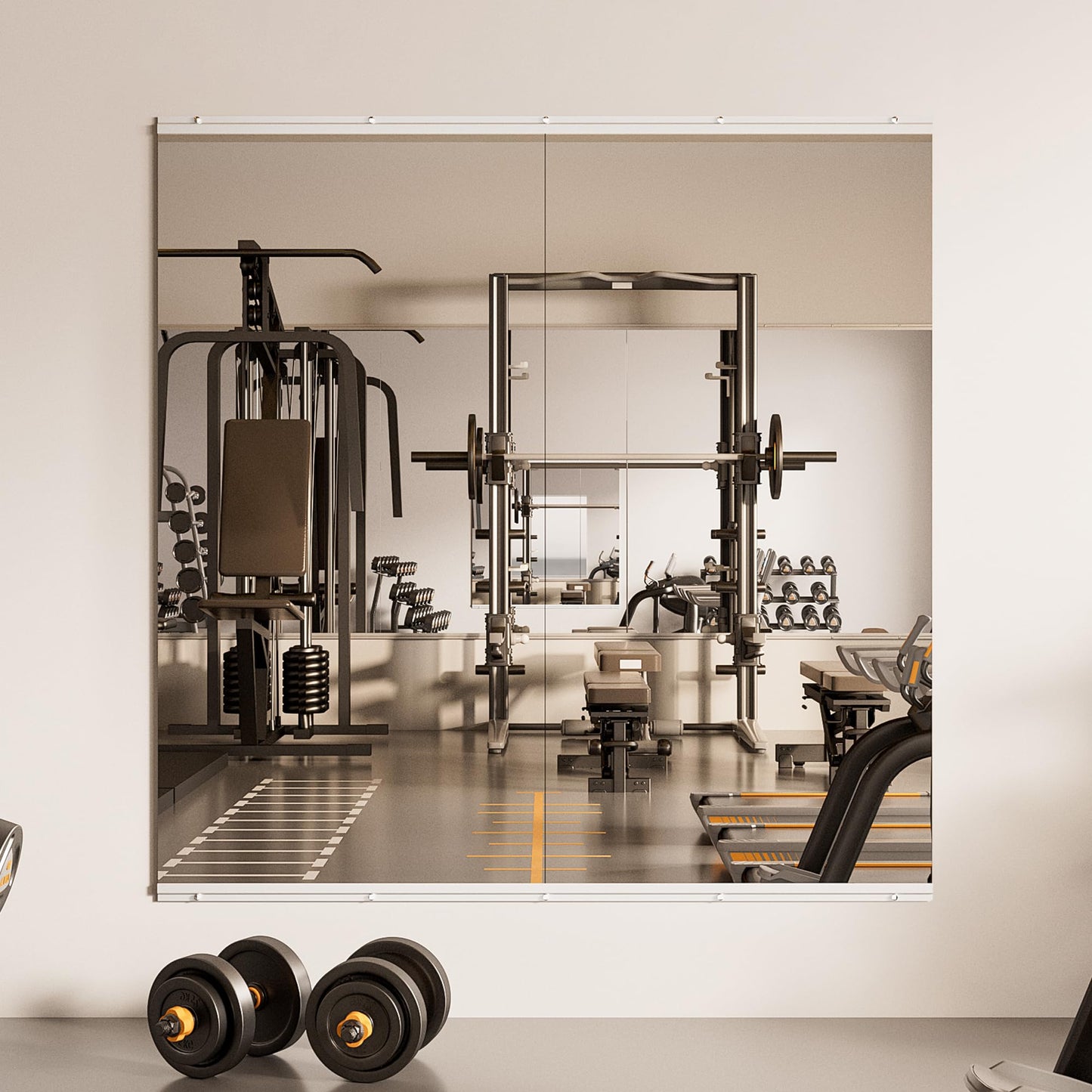TETOTE Home Gym Mirror for Wall 48" x 24" - 2PCS Large Frameless Tempered Glass Workout Exercise Fitness Mirror for Home Gym, Garage, Dance Studio, Yoga, Bedroom, Living Room