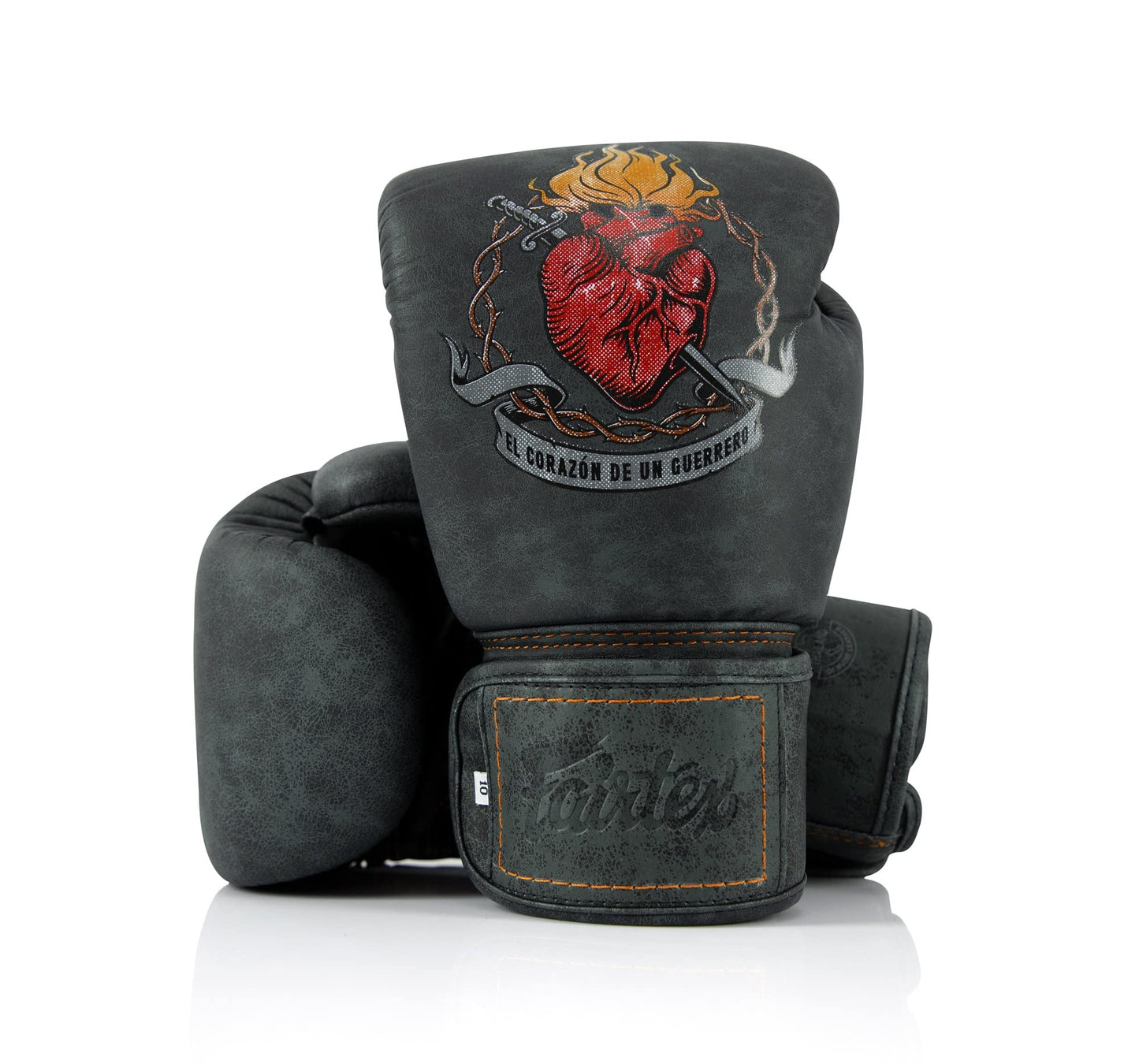 Fairtex Heart of a Warrior Boxing Gloves | Fairtex Muay Thai Gloves Made with Syntek Leather | Multi-Layer Foam | Tom Atencio Collaboration | MMA, Kickboxing (16oz)