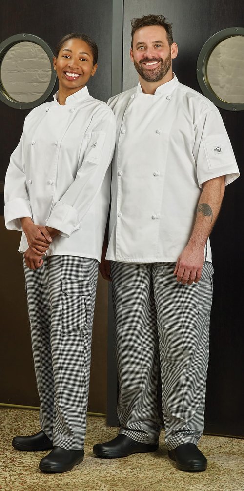 Mercer Culinary M61040WHM Genesis Women's Chef Jacket with Cloth Knot Buttons, Medium, White